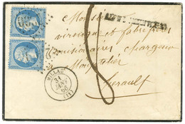 GC 2360 / N° 22 Paire Càd T 15 MILLAU (11) Sur Lettre 3 Ports Insuffisamment Affranchie Pour Montpellier. Au Recto, Grif - 1862 Napoleon III