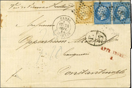 Etoile 8 / N° 21 + N° 22 (paire, 1ex Infime Def) Càd PARIS / R. D'ANTIN 24 SEPT. 64 Sur Lettre Insuffisamment Affranchie - 1862 Napoleon III
