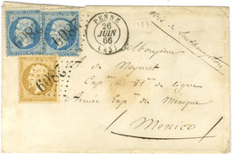 GC 2809 / N° 21 + N° 22 (2) Càd T 15 PENNE (45) Sur Lettre Adressée à Un Militaire Du Corps Expéditionnaire Du Mexique.  - 1862 Napoléon III.