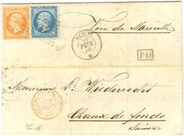 Ancre / N° 22 + N° 23 Càd DANUBE / * Sur Lettre De Constantinople Pour La Chaux De Fonds. 1866. - TB / SUP. - R. - 1862 Napoleon III