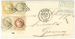 GC 3219 / N° 27 (2 Dont 1 Ex Leg Def) + 51 + 59 Càd T 17 ROUEN (74) Sur Lettre Pour Gournay. 1873. - TB. - R. - 1863-1870 Napoléon III. Laure