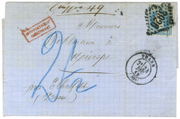GC 3926 / N° 29 Càd T 17 THANN (66) Sur Lettre Insuffisamment Affranchie Pour Kierspe (Prusse). Au Recto, Griffe Rouge E - 1863-1870 Napoléon III. Laure