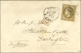 Etoile 18 (variété Du 1 Cassé P N° 3662) / N° 30 Càd PARIS / R. D'AMSTERDAM Sur Lettre Pour Darlington. 1872. - TB / SUP - 1863-1870 Napoléon III. Laure