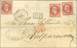 Ancre / N° 32 (3, 1ex Def) Càd Octo LA HAVANE / * 22 JUIN 72 Sur Lettre 2 Ports Pour Valparaiso, Au Recto Taxe 25 Rouge  - 1863-1870 Napoléon III. Laure