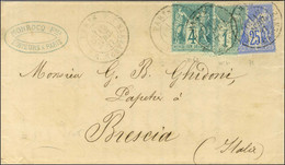 Càd PARIS / R. SERPENTE / N° 61 + 63 + 78 Sur Lettre Pour Brescia (Italie). 1877. - TB / SUP. - R. - 1876-1878 Sage (Type I)