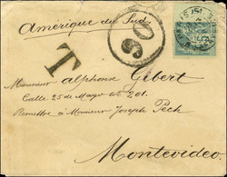 Càd PARIS 51 / R. LAFAYETTE / N° 75 Sur Lettre Pour Montevideo Insuffisamment Affranchie à 5c Au Lieu De 25c. Insuffisan - 1876-1878 Sage (Type I)