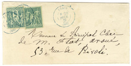 Càd Bleu PARIS 60 / N° 75 + 76 Sur Lettre Adressée Localement. 1877. - SUP. - R. - 1876-1878 Sage (Type I)