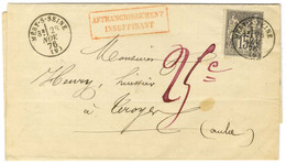 Càd T 16 MERY-S-SEINE (9) / N° 66 Sur Lettre Insuffisamment Affranchie Pour Troyes. Au Recto, Griffe Rouge Encadrée AFFR - 1876-1878 Sage (Type I)