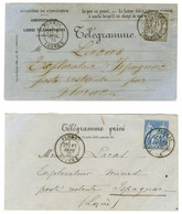 Lot De 2 Télégrammes Affranchis Avec N° 77 Et 79 Dont 1 Local. - TB / SUP. - R. - 1876-1878 Sage (Type I)