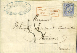 Conv. Stat. DONCHERY / A.C.H. / N° 78 Sur Lettre 2 Ports Insuffisamment Affranchie à 25c Au Lieu De 50c, Taxe Tampon 55  - 1876-1878 Sage (Type I)