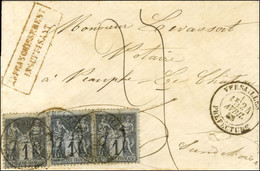 Càd VERSAILLES / PRÉFECTURE / N° 83 (3) Sur Carte De Visite Envoyée à Tort Sous Enveloppe Fermée (affranchissement Exigi - 1876-1878 Sage (Type I)