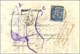 Càd LYON / LES TERREAUX / N° 90 Sur Lettre 3 Ports Insuffisamment Affranchie à 15c Au Lieu De 45c Pour Paris, Taxe Manus - 1876-1878 Sage (Type I)