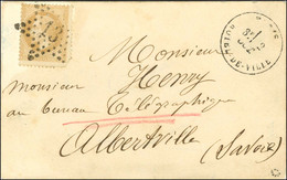 Etoile 13 / N° 28 (leg Def) Càd PARIS / HOTEL DE VILLE 2 OCT. 70 Sur Carte Adressée Au Bureau Télégraphique D'Albertvill - Krieg 1870