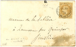 Càd PARIS / MINISTERE DES FINANCES 30 SEPT. 70 / N° 28 Sur Carte Pour Quimper Sans Càd D'arrivée. LE NON DENOMMÉ N° 2 Pr - Krieg 1870
