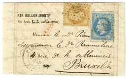 Etoile 25 / N° 28 + N° 29 Càd PARIS / R. SERPENTE 9 OCT. 70 Sur Lettre PAR BALLON MONTÉ + Mention Manuscrite '' Ou Par T - War 1870