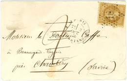 Etoile 18 / N° 28 Càd PARIS / R. D'AMSTERDAM 3 OCT. 70 Sur Carte Pour Chambéry, Au Recto Taxe 2 Annulée Plume, Au Verso  - Krieg 1870