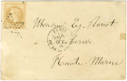 Etoile 1 / N° 28 Càd PARIS / PL. DE LA BOURSE 3 OCT. 70 Sur Carte Pour Auberive (Haute-Marne, Zone Occupée), Au Verso Cà - Krieg 1870