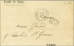 Càd PARIS / LES BATIGNOLLES 10 NOV. 70 + P.P. Sur Lettre Imprimée Au Recto ARMEE DE PARIS Et Dans Le Texte GARDE NATIONA - Guerra De 1870