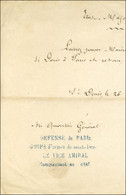 Laisser Passer Daté De St Denis Le 26 Décembre 1870. Dans Le Texte, Griffe Bleue DEFENSE DE PARIS / CORPS D'ARMEE DE SAI - Guerra De 1870