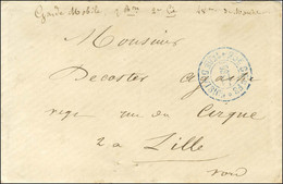 Cachet Bleu 25e CORPS / POSTES / 1ere DIVISION Sur Lettre Avec Texte Pour Lille. Au Recto, Mention Manuscrite '' Garde M - Krieg 1870