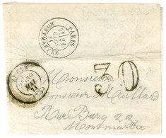 Càd T 17 ST CYR (72) 30 MAI 71 Taxe 30 DT Sur Lettre D'un Prisonnier écrite Au Crayon Et Adressée à Montmartre. Au Verso - Krieg 1870