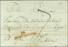 14 / MARTIND.VAL Rouge (NR De Saint Martin Valmeroux, S Limé) Sur Lettre Sans Texte Avec Date Mentionnée En Marge. 1798. - Other & Unclassified