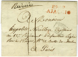 P.90.P / AJACCIO Rouge Sur Lettre Avec Texte Daté De Sartene Le 8 Février 1808 Pour Paris. - TB / SUP. - Otros & Sin Clasificación
