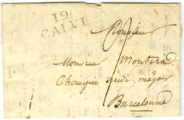 19 / CALVI (25 X 10 Mm) Sur Lettre Avec Texte Daté Du 2 Juin 1827 Pour Barcelone. - SUP. - Otros & Sin Clasificación