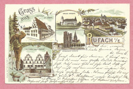 68 - GRUSS Aus RUFACH - ROUFFACH - Litho Coueur Multivues - Rouffach