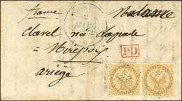 Carré De Gorée Bleu / CG N° 3 Paire, Très Belle Marge Grand Càd Bleu GORÉE / * Sur Lettre Avec Texte Pour Mirepoix. 1862 - Schiffspost