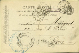 Càd TOURANNE / ANNAM / Entier Avec Réponse Du Corps Expéditionnaire De Madagascar Modifié Annam-Tonkin Pour Lyon. 1896.  - Schiffspost