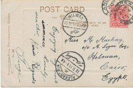 GB 1911 King  EVII 1d Red As Single Postage On Very Fine Postcard (RP Embossed) W. CDS "ST. ANDREWS" Via "ALEXANDRIA" - Cartas & Documentos