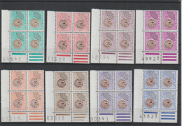 France 1976 Monnaies Gauloises Préo 138-145 En Bloc De 4 Numéroté ** MNH - 1964-1988