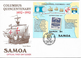 SAMOA 1992 FDCB DISCOVERY OF AMERICA CHRISTOPHER COLUMBUS,  MNH - Cristoforo Colombo