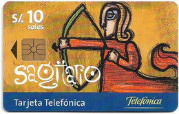 Peru - Telefónica - Zodiac, Sagitario, Gem1A Symmetr. Black, 11.1999, 10Sol, Used - Perù