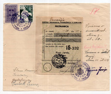1941. YUGOSLAVIA,SLOVENIA,IGAVAS,STARI TRG, 25 PARA DRAVSKA BANOVINA REVENUE STAMP,PAYMENT RECEIPT - Sin Clasificación