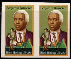 U.S.A.(1980) Benjamin Banneker. Traverse. Imperforate Pair. Scott No 1804, Yvert No 1273. - Variétés, Erreurs & Curiosités