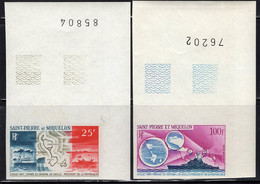 ST. PIERRE & MIQUELON(1967)  Set Of 2 Corner Imperforates. Visit Of Charles DeGaulle. Scott Nos C35-6, Yvert No PA38-9 - Ongetande, Proeven & Plaatfouten