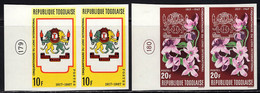TOGO(1967) Lions Emblem. Flowers. Set Of 4 Imperforate Pairs. Scott No 607-10. Yvert No 539-42. - Togo (1960-...)