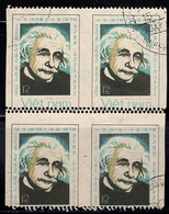 VIETNAM(1979) Einstein. Double Horizontal Perforations In Block Of 4. Scott No 983, Yvert No 165. - Albert Einstein