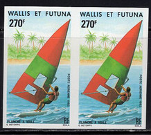 WALLIS & FUTUNA(1983) Windsurfing. Imperforate Pair. Scott No C119, Yvert No PA122. - Sin Dentar, Pruebas De Impresión Y Variedades