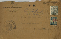 1941 BARCELONA - VALENCIA , LLEGADA , MINISTERIO DE EDUCACIÓN NACIONAL , SERVICIO DE DEFENSA DEL PATRIMONIO ARTÍSTICO - Cartas & Documentos