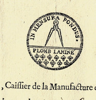 1767  EXCEPTIONNEL RECU Manufacture Royale De Plomb Paris Caissier Pour Mr Desmoulins - ... - 1799