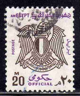 UAR EGYPT EGITTO 1972 1973 OFFICIAL STAMPS ARMS EAGLE 20m USED USATO OBLITERE' - Dienstzegels