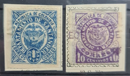 COLOMBIA / SANTANDER 1889 - MLH/canceled (on Paper) - Sc# 8, 10 - Kolumbien