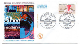 FDC --1980 - Congrès Géologique International--Source D'Energie ...........cachet  PARIS - 75 .......à Saisir - 1980-1989