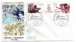 FDC--1980- 40° Anniversaire  Da La Libération-Résistance-Débarquements-paras ( Triptyque ).cachet  PARIS - 75...à Saisir - 1980-1989