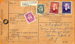 99401 - NORWAY - Postal History -  PARCEL TAG Registered To The USA  1956 - Briefe U. Dokumente