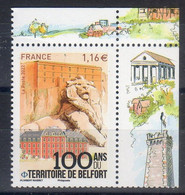 FR 2022 -  " 100 Ans Du TERRITOIRE De BELFORT " 1 V  à 1.16 € - Coin Haut Droit De Feuille - Marges Illustrées - Neuf - Unused Stamps