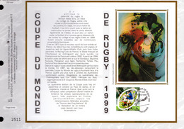 " COUPE DU MONDE DE RUGBY 1999 " Sur Feuillet CEF 1er Jour Sur Soie N° YT 3280. Parfait état CEF A SAISIR ! - Rugby